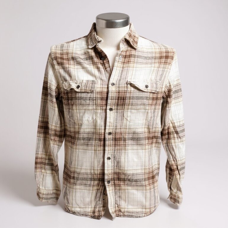camisa de cuadros color beige