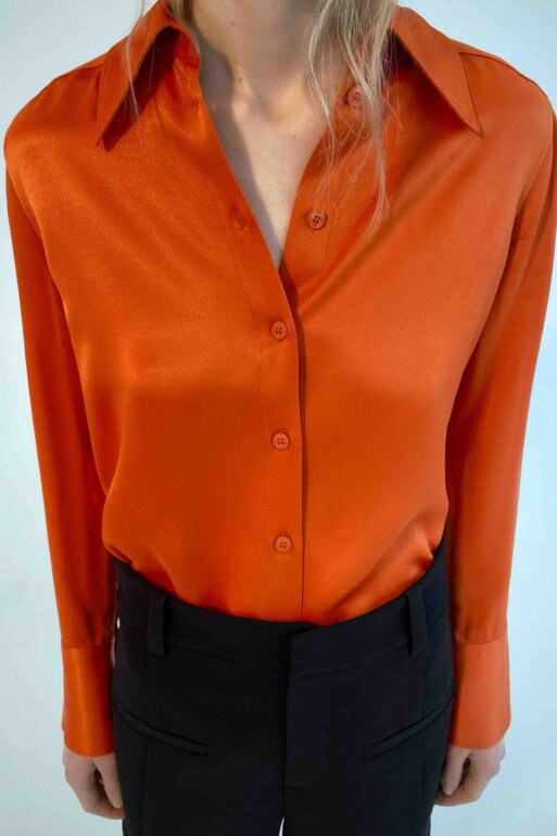 Blusa Naranja Camiseta Naranja Zara Satinada Camisa Naranja Zara