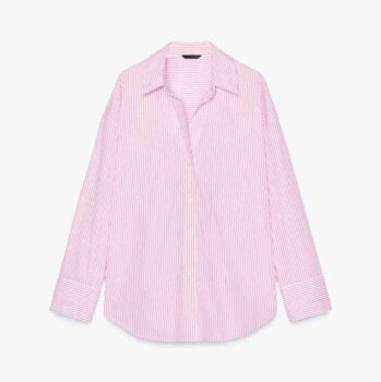 Camisa popelin oversize rosa ZARA de segunda mano GoTrendier