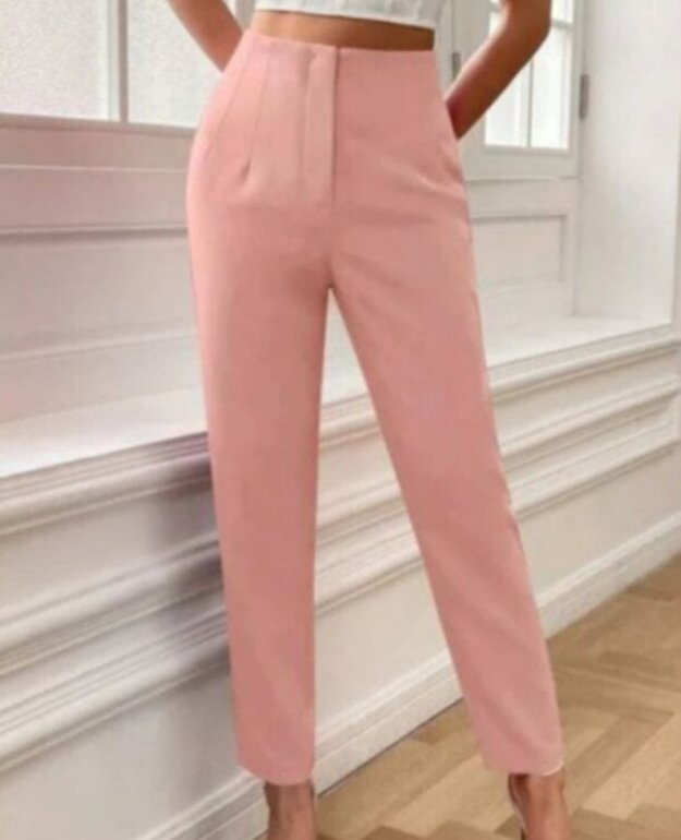 Pantalón rosa palo tiro alto Zara de segunda mano GoTrendier