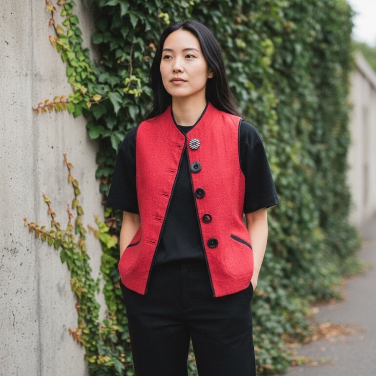 Chaleco coral 100% lana