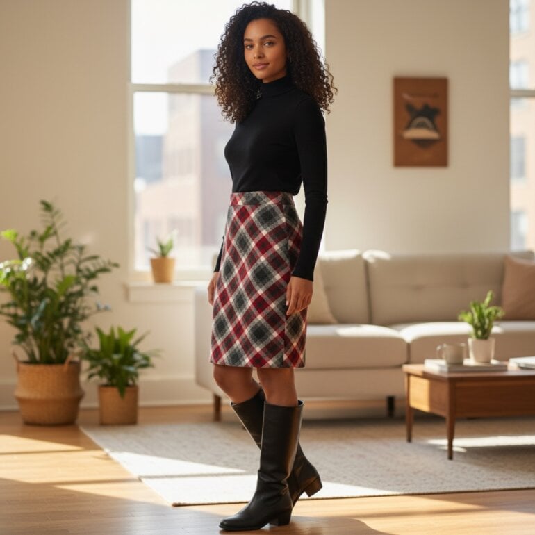 Falda de cuadros rojos y blancos Falda de cuadros gris