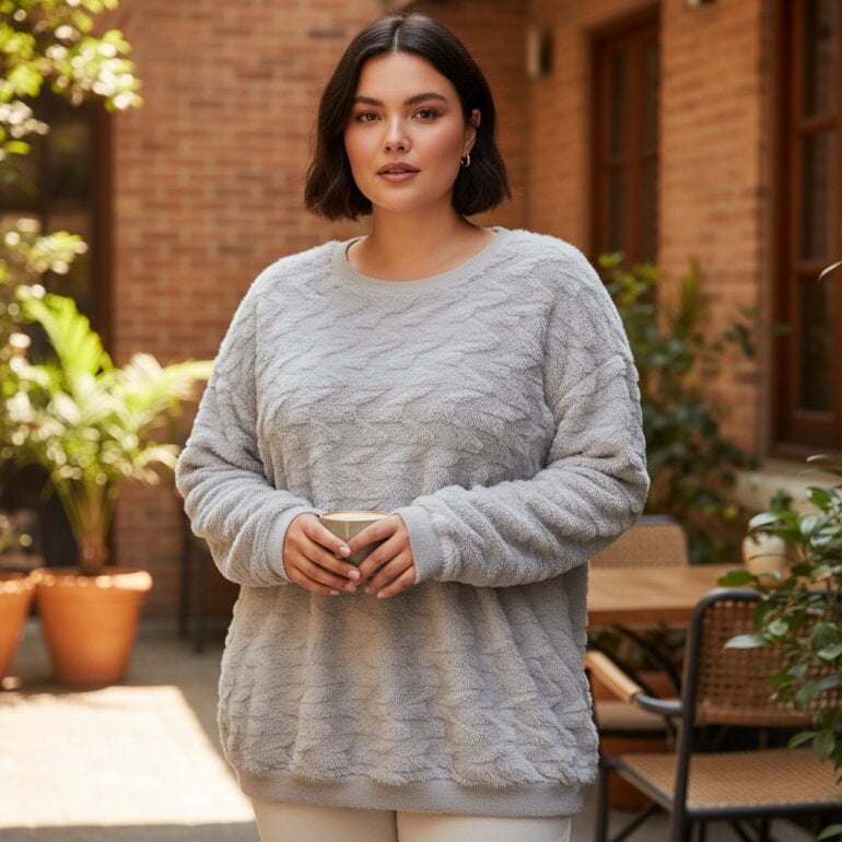 Suéter Afelpado Gris Xhilaration Talla 2XL para Invierno Mujer