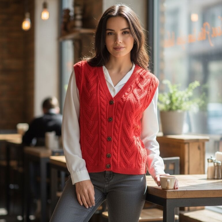 Chaleco Charter Club Chaleco tejido cuello v