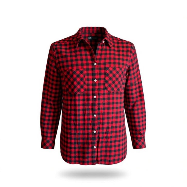 Camisa a cuadros roja con negro franela