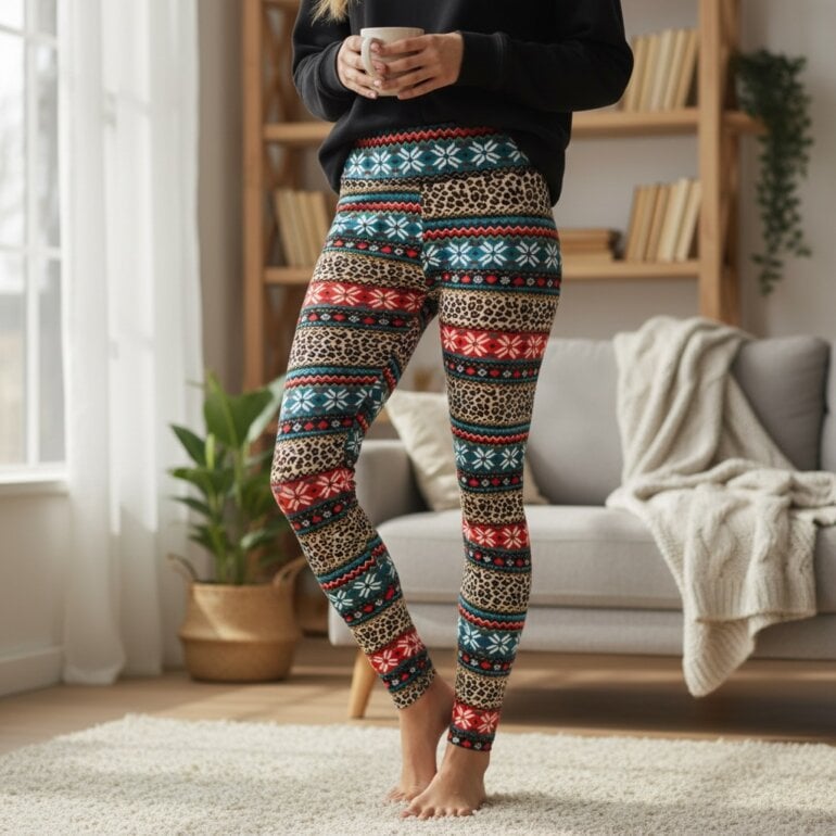 Mallas navideñas mujer No Boundaries Licra afelpada