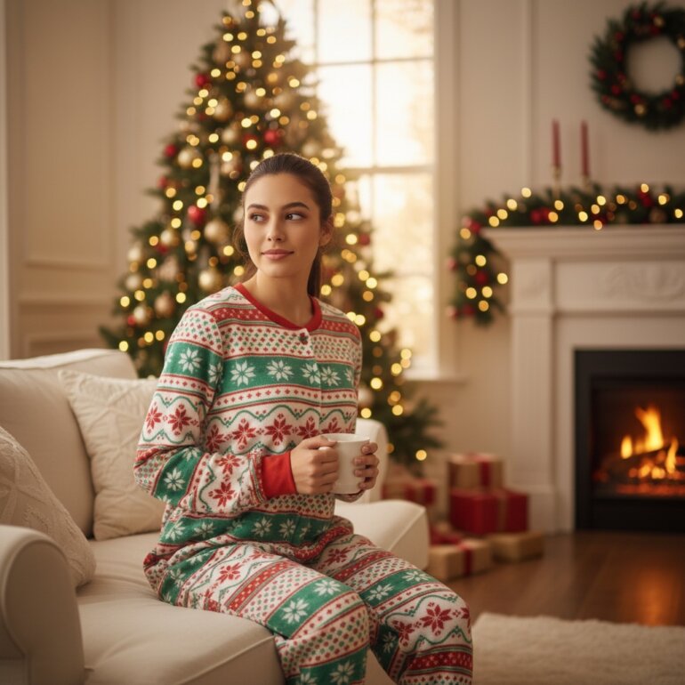Mameluco navideño mujer Mameluco navideño rojo con blanco - Imagen 5