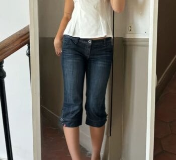 Pantalóncapridemezclillaazulmarino