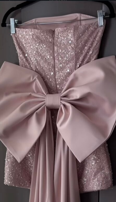 Vestido elegant rosa brillante con moño de Mia Paluzzi de segunda mano ...