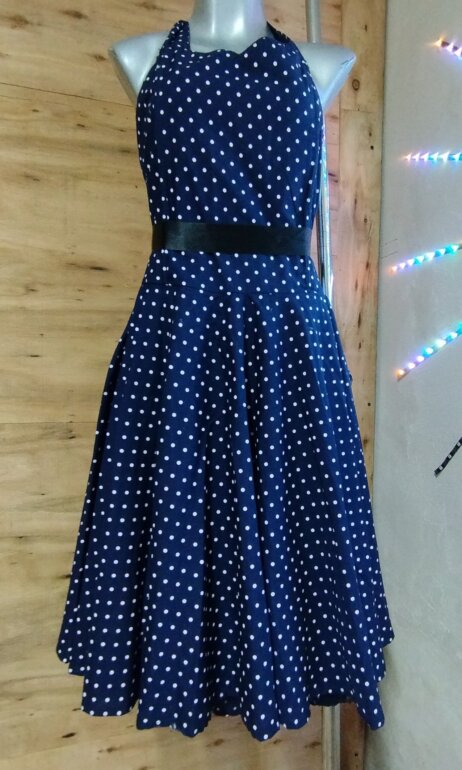 kaileigh azaria knit dress Vestido Azul Con Bolitas Best Blancas Shoes-Stiletto