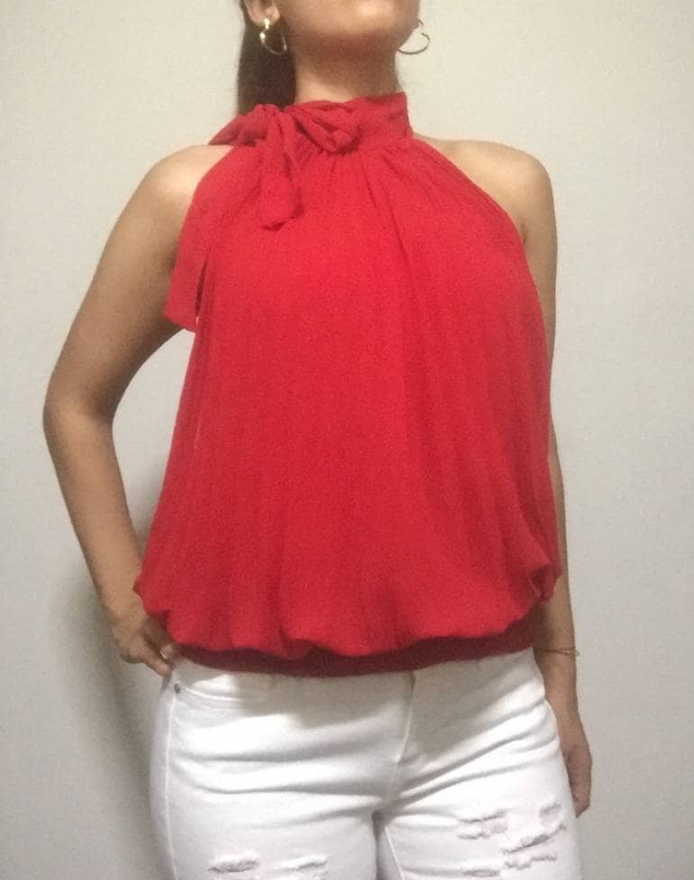 Blusa que se amarra al cuello clearance