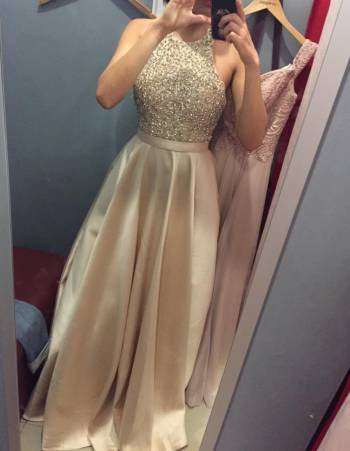 Vestido dorado formal LIZ MINELLI de segunda mano - GoTrendier