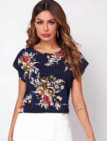 Blusa azul estampado floral. de Shein de segunda mano - GoTrendier