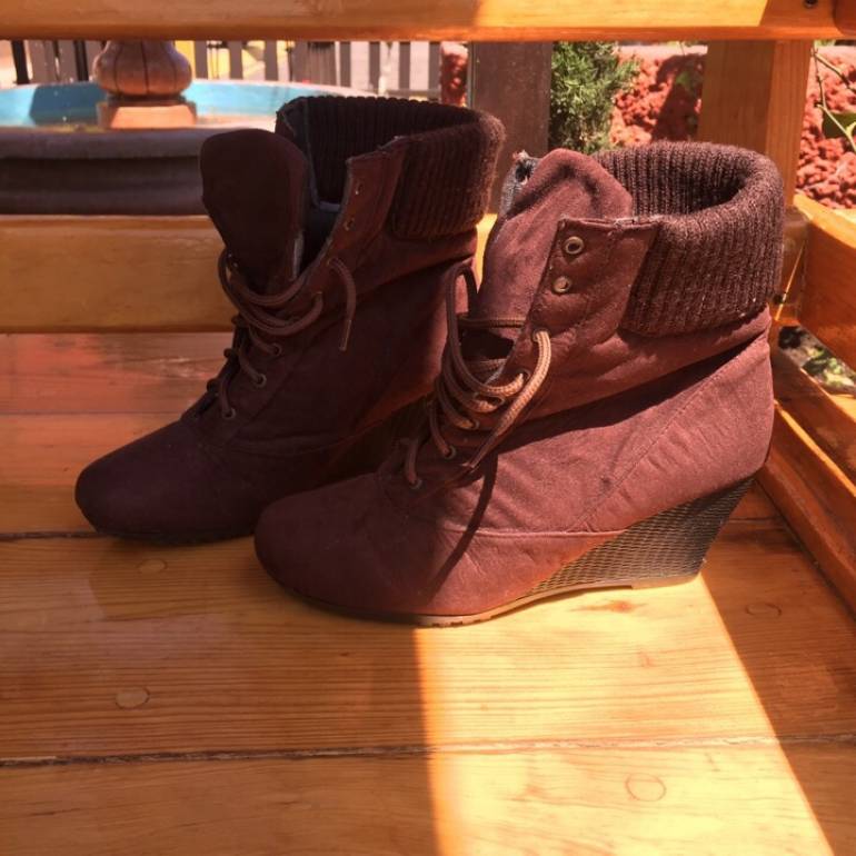 Botas de tacón alto de 16 cm con encaje de gamuza mate, color café,  elegantes y elegantes, para mujer Tamaño: 35-43 - AliExpress Calzado