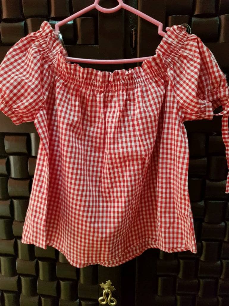 Blusa campesina de cuadros Clearance