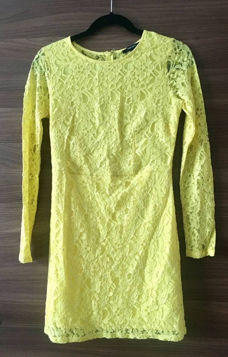 Vestido De Encaje Amarillo De Forever 21 De Segunda Mano Gotrendier
